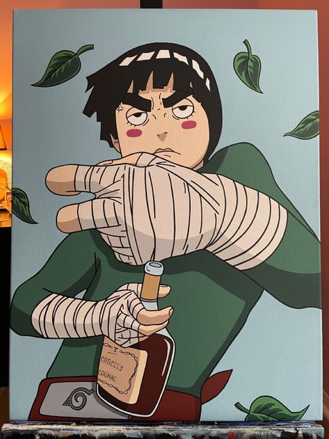 Naruto Acrylic Painting Easy, Rock Lee Painting, On My Block Drawings, Naruto Canvas Painting Easy, Naruto Characters Drawings, Rock Lee Drawing, Naruto Canvas Painting, Og Wallpaper, Circular Canvas Painting