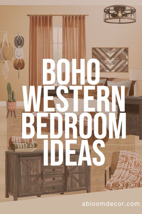 This post is all about my Boho Western bedroom ideas! I grew up in the Southwest and am a big fan of Western decor. This Western bedroom design makes me feel very nostalgic and reminiscent of all the Southwestern decor I have seen throughout most of my life. In my blog post I explain each element that makes up this master bedroom idea. If you’re a cowgirl or a country lover, I think you will really love these ideas!
#westernbedroom #westerndecor Boho And Western Bedroom, Western Theme Bedroom Ideas, Western Headboard Ideas, Small Western Bedroom Ideas, Western Master Room Bedroom Ideas, Western Style Bedroom Ideas, Western Guest Bedroom, Western Bedroom Ideas For Teens, Southwest Bedroom Ideas