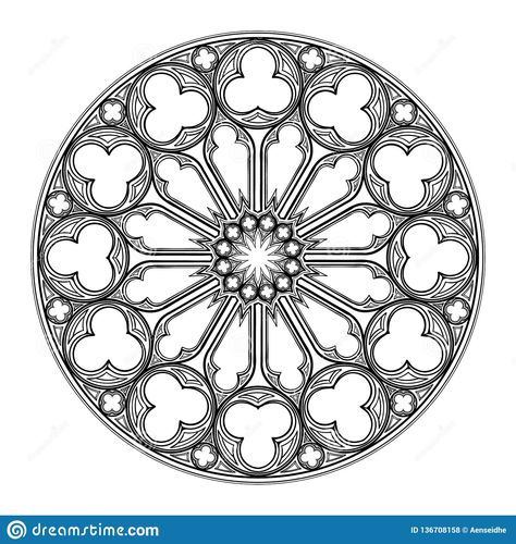 Gothic Rose Window. Popular Architectural Motiff In Medieval ... Rose Window Tattoo Design, Gothic Rose Window, Gothic Architecture Drawing, Geometric Mandala Tattoo, Filigree Tattoo, Gothic Windows, Window Drawing, Gothic Pattern, Ornament Drawing