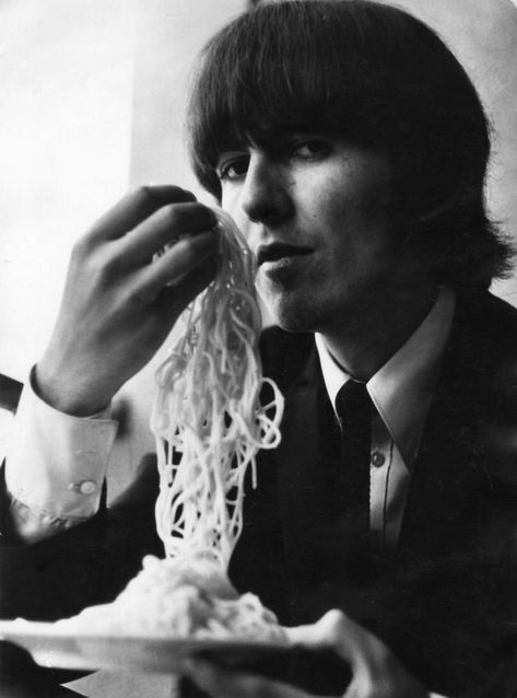 Eating Spaghetti, Beatles Funny, Guys Trip, Beatles George Harrison, Beatles George, Bug Boy, Something In The Way, Cherry Cola, The Fab Four