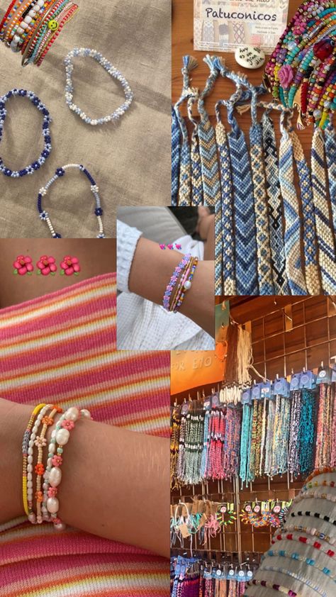 Aesthetic Summer Accessories, Summer Bracelet Inspo Beads, Homemade Summer Jewelry, Summer Braclet Combos, Surf Jewelry Bracelet, Summery Bracelet Ideas, Summer Color Bracelets, Summer Bracelet Stack Ideas, Summer Camp Bracelets