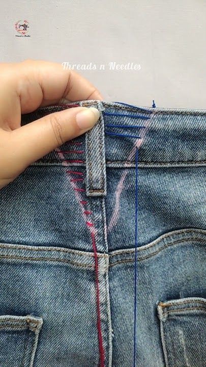 How to downsize jeans waist | Sewing tips & tricks #30 #threadsnneedles #shorts #sewinghacks #sewing Diy Take In Waist Of Jeans, Diy Make Jeans Waist Smaller, How To Take Jeans In At The Waist, Downsize Jeans Waist, Downsize Jeans, How To Downsize, How To Make Jeans, Altering Jeans, Sewing Patterns Free Women