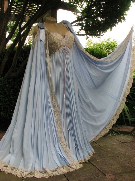 Peignoir Sets, Dressing Gown Robe, Vintage Nightgown, Wedding Robe, فستان سهرة, Pretty Lingerie, Periwinkle Blue, Vintage Lingerie, Fantasy Clothing