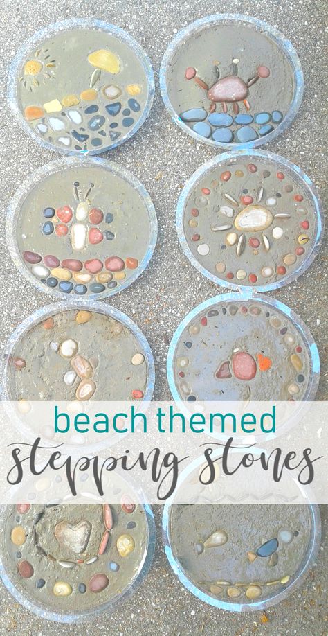 Outdoor Stepping Stones, Walkway Diy, Garden Stepping Stones Diy, Stepping Stones Ideas, Diy Mom, Yard Diy, Diy Beach Decor, Stepping Stones Diy, Diy Beach