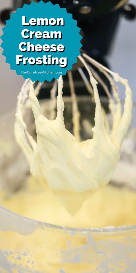 Lemon Cake Icing, Lemon Cake Frosting, Lemon Frosting Recipes, Lemon Glaze Icing, Lemon Cream Cheese Icing, Cream Cheese Icing Recipe, Lemon Whipped Cream, Flavored Cream Cheeses, Cream Cheese Frosting Easy