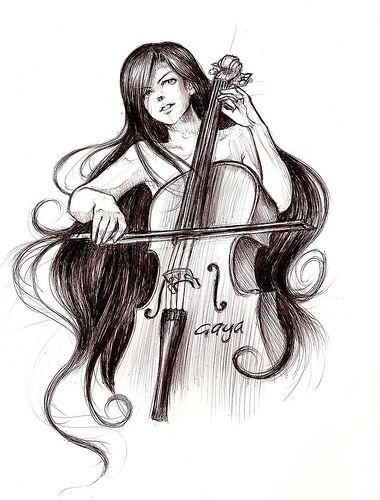 Violin Drawing, Cello Art, Violin Art, Music Drawings, Music Artwork, Musical Art, Pencil Art Drawings, Art Drawings Sketches Creative, A Drawing