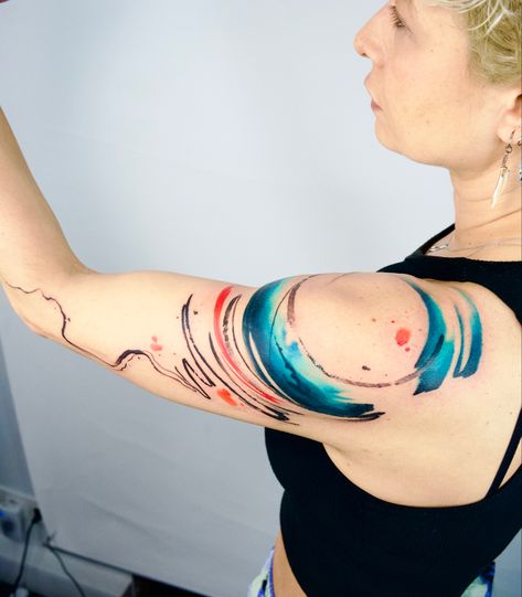 Detailed Tattoos, Watercolor Tattoo Ideas, Swirl Tattoo, Abstract Art Tattoo, Abstract Tattoo Designs, Sea Tattoo, Up Tattoo, Popular Characters, Gothic Tattoo