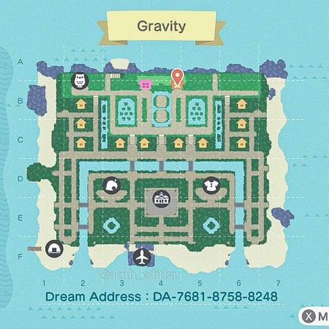 Best Island Layout Animal Crossing, Animal Crossing Terraforming Ideas Map, Animal Crossing Island Inspiration Layout, Anch Map Layout, Acnh No Terraforming Island, Animal Crossing Map Layout Ideas City, Acnh Island Map Layout Ideas City, Acnh Layout Designs, Animal Crossing Neighborhood Layout Map