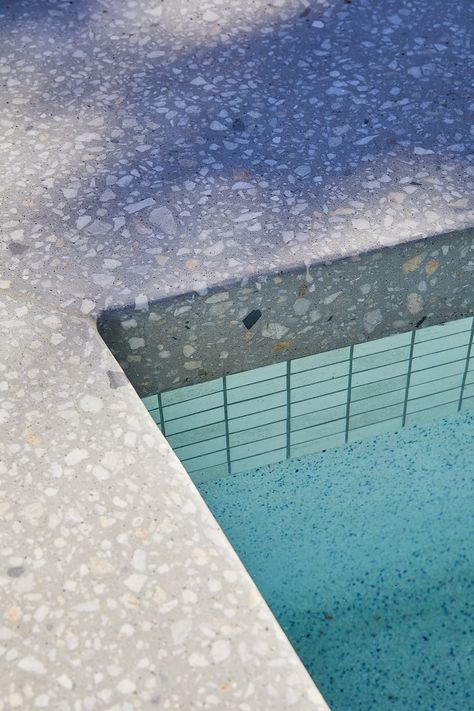 Geostone's New The South East Queensland Range | Holcim Geostone Honed Concrete, Pool Surrounds, Modern Beach Home, Court Yard, Gold Coast Queensland, White Terrazzo, Pool Landscape Design, Concrete Products, Concrete Pool