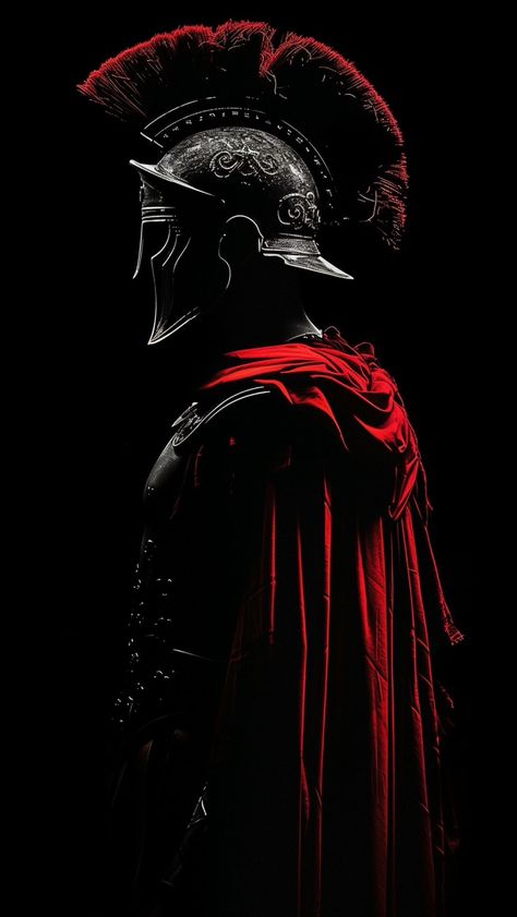 Roman Warrior Art, Roman Empire Wallpaper, Rome Soldier, Roman Empire Aesthetic, Roman Wallpaper, Rome Warrior, Roman Soldier Helmet, Black And Red Wallpaper, Rome Empire