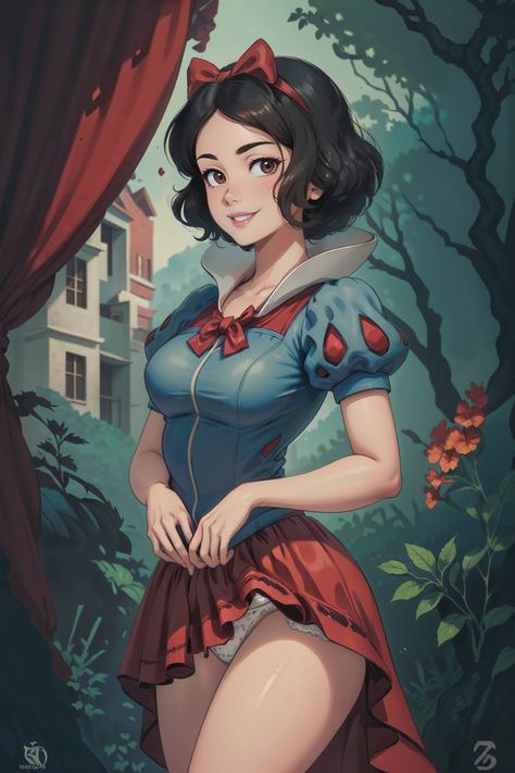 Alternative Snow White, Disney Pinup Art, Bad Disney Princess Dark Side, Bad Disney Princess, Dark Disney Princess Art, Punk Disney Characters, Gothic Disney Princesses, Evil Disney Princesses, Hipster Disney Princess