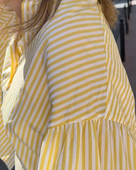 💛🤍 add some sunshine to your outfit with the yellow striped ELLI SHIRT designed with an oversized fit and voloumios sleeves. This shirt blouse is comfortable to wear for both work and vacation as part of your all-season wardrobe💫 Your Outfit, Yellow Stripes, Shirt Blouses, Shirt Designs, Wardrobe, Yellow, How To Wear, Quick Saves