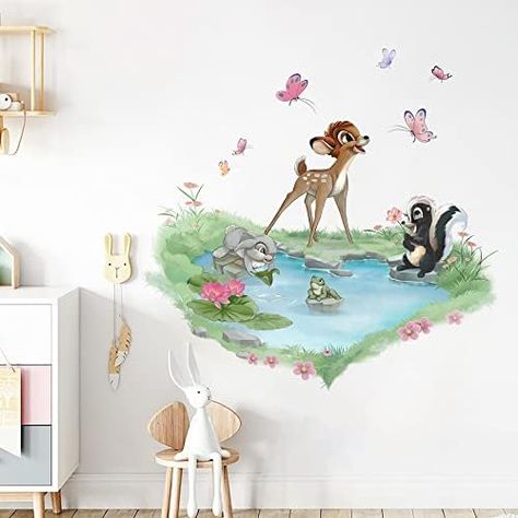 PRICES MAY VARY. Elements included jungle animals, flowers, butterflies. A Life in the Woods. Cute forest animals theme wall decals. Material: Vinyl. Non-toxic, environmental protection, waterproof. Easy to apply, remove and reuse without leaving damage or residue. Very easy to assemble and great focal point in your kids bedroom, playroom, nursery, class room, baby girls and boys room. It can be stuck to walls, furniture, tiles, mirrors and windows, any flat surface. Do not stick to any powder c Deer Nursery Girl, Bambi Nursery, Forest Animals Theme, Animal Bedroom, Deer Nursery, Animal Wall Decals, Deer Wall, Wall Tattoo, Bedroom Kids