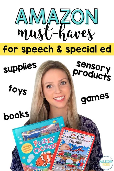 Looking for some new products for your speech room? Find my favorite toys, books, and other SLP supplies at great prices on Amazon. Speech Therapy Activities Elementary, Play Therapy Activities, Activities Elementary, Early Intervention Speech Therapy, Therapy Toys, Slp Resources, Special Needs Mom, Speech Ideas, Receptive Language