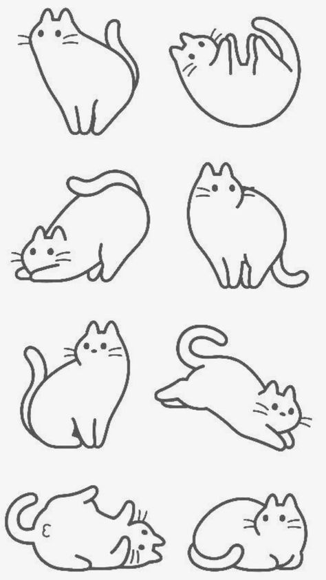 Simple Cat Drawing, Cat Tattoo Simple, Chest Tattoo Ideas, Cat Doodles, Cat Template, Cat Outline, Chibi Cat, Cat Doodle, Animal Embroidery Designs