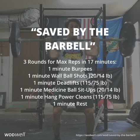 1 min of work at each station. Move to the next station after 1 min. 1-min break before repeating each round.  "Saved by the Barbell" is a [US] Labor Day weekend fundraiser workout. "Proceeds from the workout support the creation, development, and growth of CrossFit programs for kids in schools, recreation centers, and communities.. [to] fund training for teachers, put new equipment in schools, and support the health and fitness of thousands of children." Labor Day Wod Crossfit, Partner Wod, Crossfit Program, Crossfit Workouts Wod, Yoga Workout Routine, Crossfit Kids, Crossfit At Home, Crossfit Wods, Us Labor Day