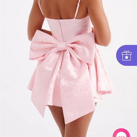 Sold/Made By Sthcute Princess Polly Bow Dress, Pink Dress With Bow In The Back, Cute Short Pink Dress, Bow Homecoming Dress, Dress With Big Bow On Back, Pink Dress Hoco, Dress With Bow In The Back, Pink Dress For Birthday, Pink Dresses Short