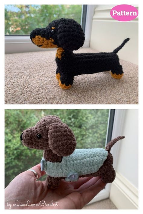 Dachshund in a Hot Dog Bed Crochet Pattern Free Crochet Dachshund Pattern, Wiener Dog Crochet Pattern, Crochet Dachshund Dog Amigurumi Free Pattern, Weenie Dog Crochet Pattern Free, Crochet Sausage Dog Pattern Free, Small Crochet Dog Pattern, Wiener Dog Crochet Pattern Free, Crochet Dauchsand, Daschund Crochet Pattern Free