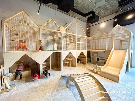 Indoor Playground Montessori, Gym Daycare Ideas, Reggio Inspired Playgrounds, Montessori Play Cafe, Scandinavian Playground, Soft Play Cafe, Indoor Playroom Business, Playroom Design Indoor Playground, Play Cafe Ideas