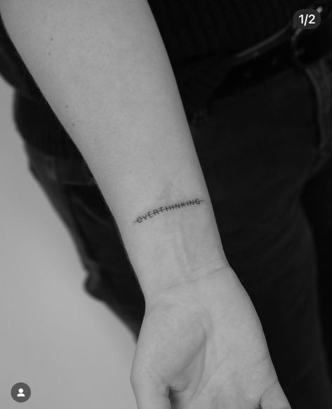 Minimalist Tattoo Overthinking, Tattoos About Overthinking, Stop Overthinking Tattoo, Overthinking Tattoos For Women, Tattoos For Overthinkers, Overthinking Tattoos, How To Overcome Shyness, Clothing Store Interior, Writing Tattoos