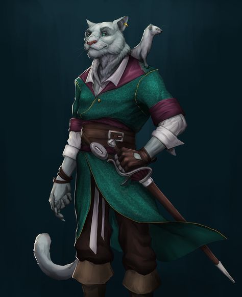 ArtStation - Ghost the Tabaxi Bard, Barend Chamberlain Tabaxi Bard, Pathfinder Races, Pathfinder Character, Roleplay Characters, Fantasy Races, Dungeons And Dragons Characters, Fantasy Rpg, Fantasy Inspiration, Elder Scrolls