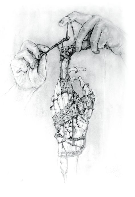 Hands is a reflection of the technicality of drawing human anatomy, specifically the hands.  Hands are themselves a complexity, which mirrors croucheting in their own anatomical construction and function.  This idea translates into everything we use our hands to fabricate. This print is the digital remaster of the original graphite drawing. 13x19 high quality print on archival photo paper Printed on Canon Pixma Pro-10 Creative Hand Drawing, Crochet Drawing, Hands Artwork, Hand Kunst, Art Du Croquis, Contemporary Drawing, Arte Cyberpunk, Dark Art Drawings, Graphite Drawings