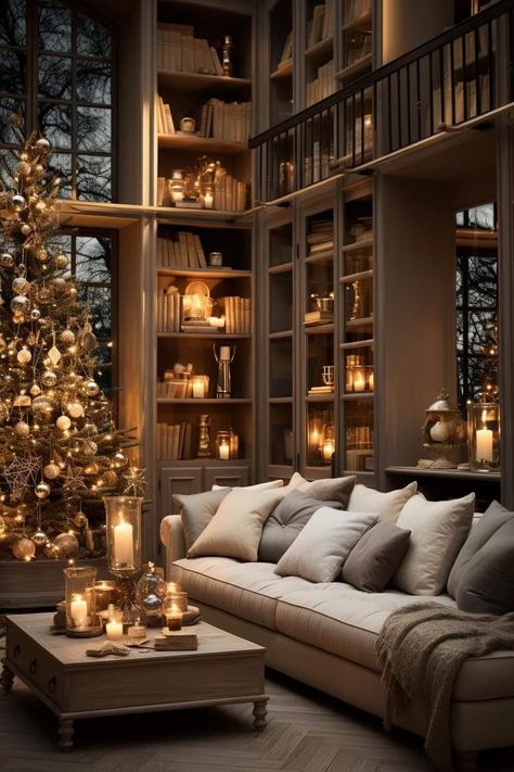 Cozy Holiday Aesthetic, Winter House Interior, Cozy Christmas House, Christmas Loft, Christmas Home Aesthetic, Cozy Christmas Home, Sunroom Decor, Lights Aesthetic, Cosy Interior