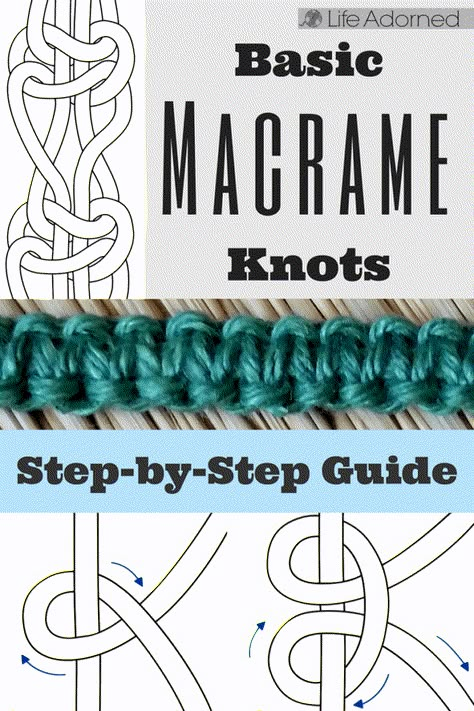 Diy Macrame Wall Hanging, Art Macramé, Basic Macrame, Pola Macrame, Tutorial Macramé, Knots Guide, Macrame Plant Hanger Patterns, Macrame Knots Tutorial, Makramee Diy