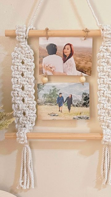 Handmade by Junesse Jani on Instagram: "Macramé Photo Hanger Wall Hanging, you can use it too as a Paper Towel Holder! Link in BIO for FREE TUTORIAL. #macrame #macrametutorial #macramelove #macrameart #macrameartist #macramemaker #macramewallhanging #macramekeychains #macramephilippines #macrameph #macramecabanatuan #macramenuevaecija #macrameyoutuber #macrameyoutube #knotting" Macrame Reels, Macrame Photo Hanger, Photo Hanger, Baby Animal Videos, Hanger Wall, Macrame Hanging, Macrame Decor, Hanging Photos, Macrame Tutorial