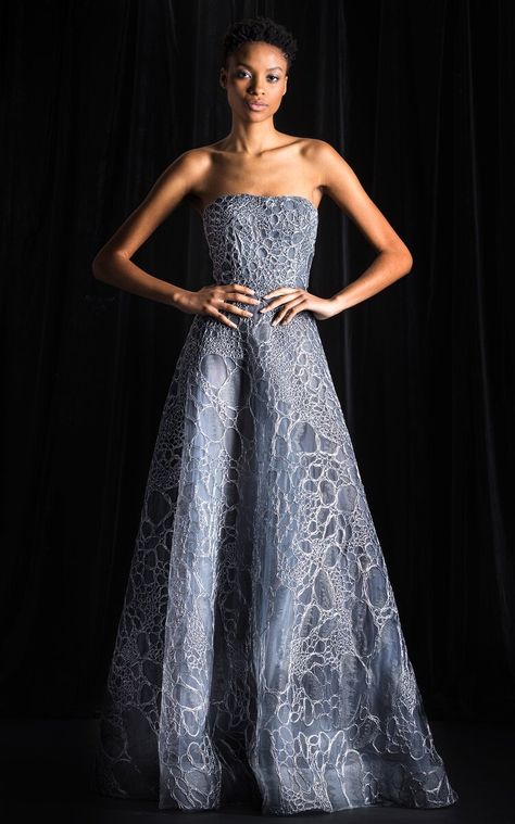 Textured Strapless Ballgown By Naeem Khan | Moda Operandi Naeem Khan, Moda Operandi, Kylie Jenner, A Line Skirts, Fashion Collection, Fashion Designer, Floor Length, Ball Gowns, Prom