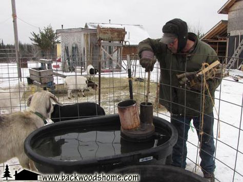 Build a wood-fired stock tank heater by Jackie Clay-Atkinson.  Tired of breaking the ice for your livestock each morning? Build this heater and save yourself the trouble! #JackieClay Stock Tank Heater, Large Stock Tank, Goat Shelter, Horse Water, Fire Stock, Natural Farming, Water Trough, Mini Cows, Diy Tank