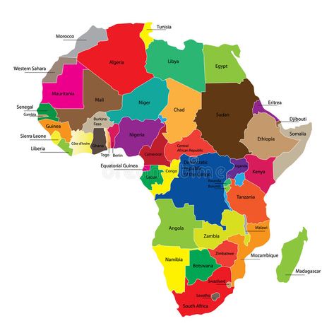 Map of Africa. Detail color map of African continent with borders. Each state is #Sponsored , #Paid, #PAID, #Detail, #Map, #borders, #color Map Images, Africa Continent, Map Of Africa, Continents And Oceans, African Map, Afrique Art, African Continent, Photo Maps, Safari Tour