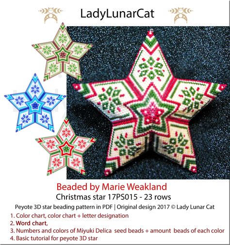 Beaded Stars Patterns, Beaded Holiday Ornaments, Beaded Christmas Decorations, Bead Ornaments, Beaded Star, Diy Beading, 3d Star, Ornament Tutorial, Beaded Christmas Ornaments