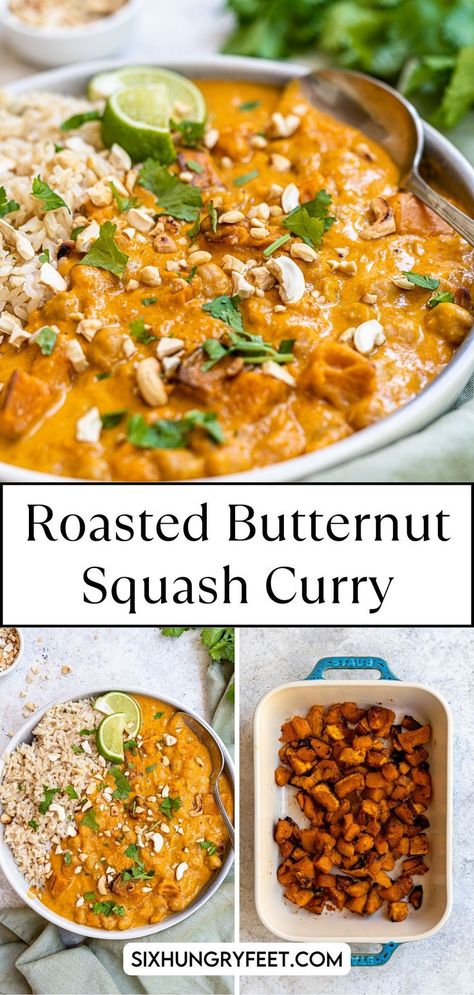 vegan butternut squash curry Autumn Stew Recipes, Fall Curry, Fall Casserole Recipes, Easy Vegetable Curry, Butternut Squash Vegan, Butternut Squash Recipes Roasted, Squash Curry, Butternut Squash Casserole, Butternut Squash Curry