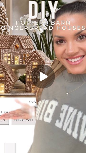 Diy White Houses Christmas, Pottery Barn Gingerbread House Diy, Diy Gingerbread House Decorations Indoor, Pottery Barn Gingerbread House, Painting Gingerbread Houses, Ceramic Gingerbread House Diy, Diy Gingerbread Pillow, Painted Christmas Houses, Gingerbread Christmas Decor Diy