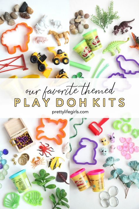 Playdoh Kits Diy, Play Doh Sensory Bin, Sensory Kits For Kids, Playdough Kit Ideas, Sensory Bin Theme Ideas, Playdoh Sensory Kits Diy, Playdough Kits Diy, Play Dough Sensory Kits, Diy Sensory Kit