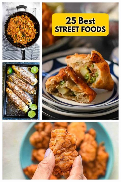 Sidewalk Safari: 25 of the World's Most Delicious Street Food Recipes Street Food Recipes, Arepas Recipe, World Street Food, Street Food Business, Foods At Home, Samosa Chaat, Dinner Party Dishes, Homemade Cookbook, Vegan Fish