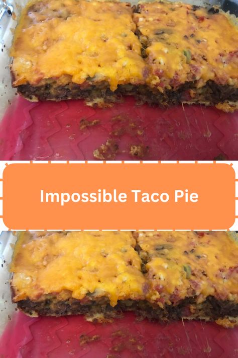 Impossible Taco Pie - WEEKNIGHT RECIPES Taco Pie With Bisquick, Impossible Taco Pie, Taco Pie Recipes, Comfort Dinner, Taco Pie, Mexican Recipe, Weeknight Recipes, Green Chiles, Convenience Food