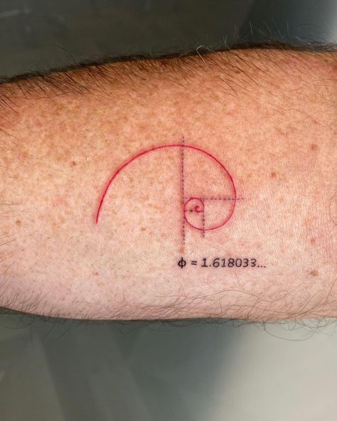 25 Math Tattoos That Showcase The Elegance Of Numbers... Small Fibonacci Tattoo, Math Related Tattoos, Fibonacci Tattoo Minimalist, Minimalist Science Tattoo, Space Related Tattoos, Math Tattoos Ideas, Ups And Downs Tattoo, Art Related Tattoos, Fibbonaci Tattoo