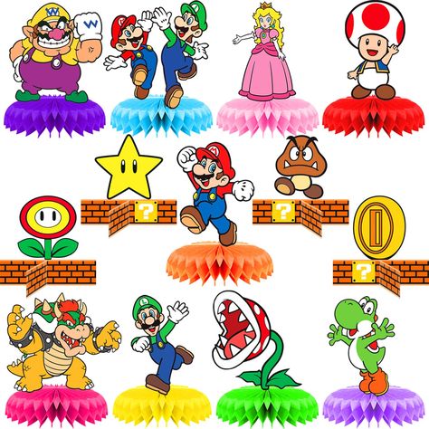 PRICES MAY VARY. Title: 13Pcs Honeycomb Centerpiece for Child's birthday, Birthday Party Supplies,Birthday Honeycomb Centerpieces,Video Games Themed Party Decorations for Kids,Double Sided Cake Topper Party Favor. Product Type: Categories Bowser Party Decorations, Super Mario Centerpieces, Double Sided Cake, Honeycomb Centerpiece, Super Mario Birthday, Birthday Centerpieces, Mario Birthday, Recreational Activities, Centerpiece Decorations