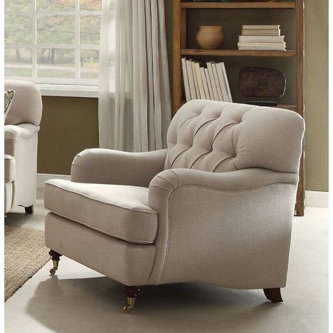 Darby Home Co Roseanna 35'' Wide Tufted Club Chair | Wayfair Beige Fabric Sofa, Overstuffed Chairs, Comfortable Accent Chairs, Living Room Sofa Set, Fabric Accent Chair, Traditional Sofa, Arm Chairs Living Room, Upholstered Arm Chair, Club Chair