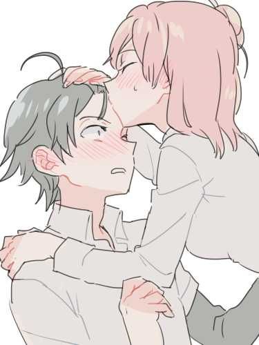 1.4% of the viewers on MAL dropped Oregairu, making it 15th on the list of least dropped. - Imgur Cute Drawings For Him, Kissing Poses, Forehead Kiss, Kissing Drawing, Drawings For Him, Nose Drawing, Forehead Kisses, Cute Posts, Best Girl