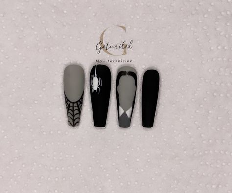 Adam’s Family Nails, Wednesday Addams Nail Art, Adams Family Nails, Addams Family Nails, Addams Nails, Wednesday Addams Nails, Wednesday Nails, Adams Family, Family Theme