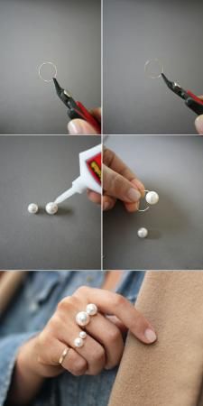 Jewelry Craft Ideas - Pandahall.com Cincin Diy, Chanel Ring, Diy Jewelry Rings, Diy Jewlery, Ring Tutorial, Pearls Diy, Diy Rings, Wire Rings, Ring Style