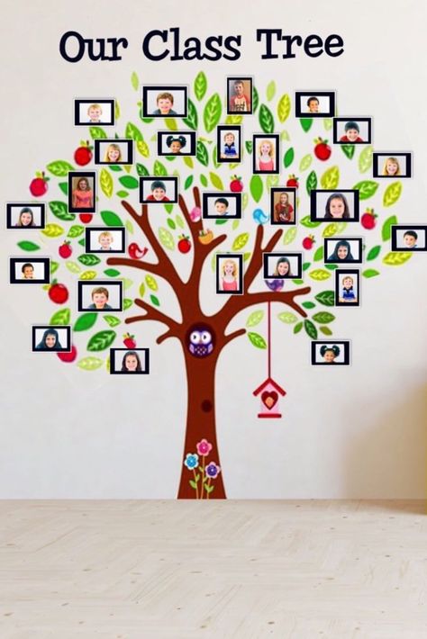 Fun classroom décor idea for elementary, preschool, kindergarten or daycare. Makes a great back to school decoration. Place pictures of your students in the frames to create a class tree to decorate your class. First Week Of School Activities, Class Tree, Decoration Creche, Diy Classroom Decorations, Kindergarten Classroom Decor, Classroom Wall Decor, Preschool Classroom Decor, First Week Of School, Family Tree Wall