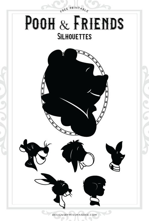 Disney Silhouettes Svg, Winnie The Pooh Silhouette, Pooh Silhouette, Disney Characters Silhouettes, Silhouettes Disney, Winnie The Pooh Svg, Disney Silhouette Art, Silhouette Disney, Winnie The Pooh And Friends