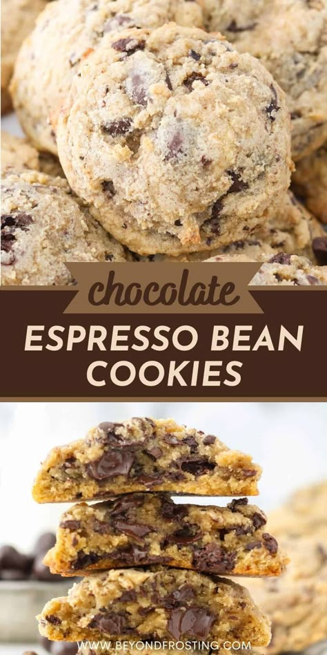 Chocolate Covered Espresso Bean Cookies, Espresso Bean Cookies, Chocolate Espresso Beans Recipe, Coffee Bean Cookies Recipe, Espresso Desserts, Espresso Powder Recipes, Easy Baked Sweets, Espresso Cookies Recipe, Coffee Bean Cookies