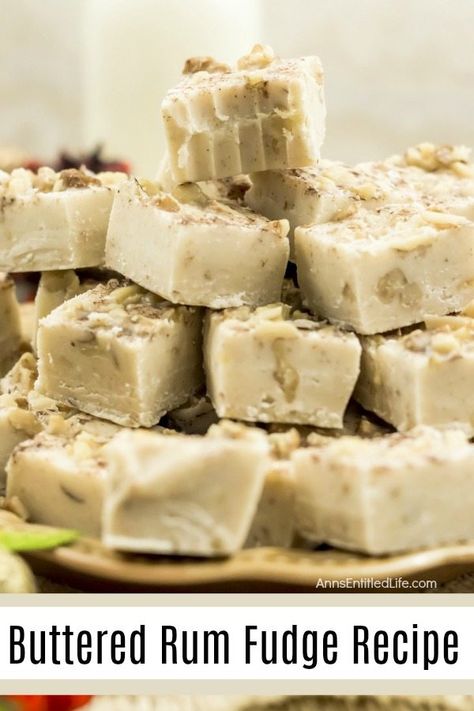 Buttered Rum Fudge Recipe. Make some delicious Buttered Rum Fudge this holiday season. This fudge is not for anyone under 21, but it sure does add a delicious and boozy treat to any holiday party. The spicy flavors of rum and cinnamon come together with white chocolate chips to make the creamiest fudge you have ever had. Rum Fudge Recipe, Boozy Candy, Rum Fudge, Boozy Fudge, Booze Cakes, Gourmet Fudge, Boozy Treats, Boozy Chocolate, Homemade Fudge Recipes