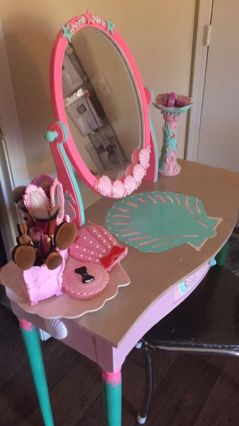 Sneak peek - vanity made by @tiotrash 💕🐚 #mermaid #mermaidVanity #vanity #lolita #lolitaRoom #lolitaMirror #mermaidMirror #kawaii #kawaiimermaid Mermaid Vanity, Mermaid Furniture, Mermaid Room Ideas Kids, Mermaid Girls Room, Mermaid Decor Bedroom, Mermaid Room Decor, Mermaid Bedroom, Ocean Room, Mermaid Room