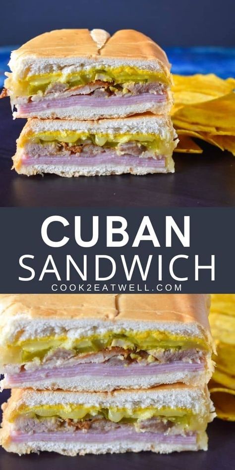 Sandwich Cubano, Ham Roast, Cuban Sandwich Recipe, Sandwich Press, Cubano Sandwich, Cuban Bread, Best Sandwiches, Pork Roast Recipes, Hawaiian Sweet Rolls